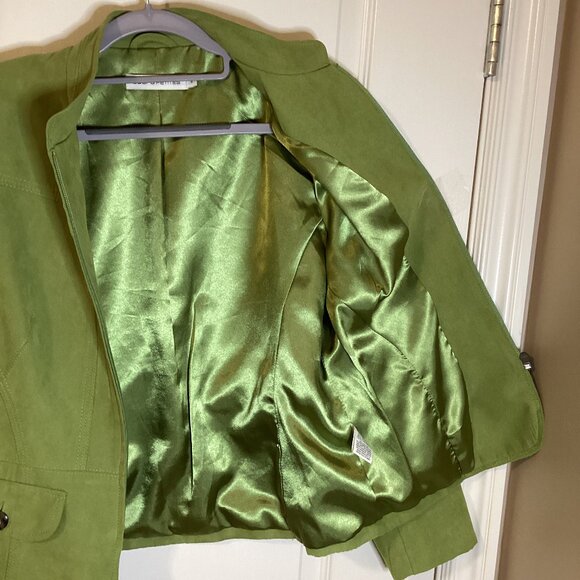 Laura Petites Women's Faux Suede Green Jacket Blazer Size 6 Lined Office Casual - Picture 4 of 9